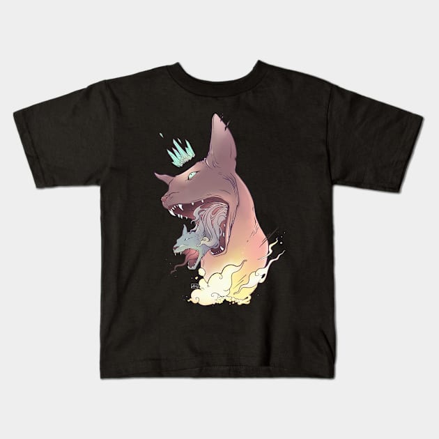 Sphynx Cat Dark Surrealism  Art Kids T-Shirt by cellsdividing